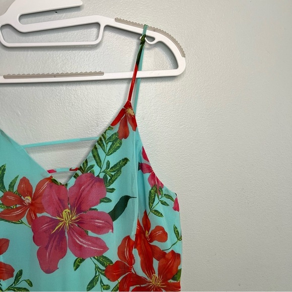 GUESS Women's Uri Floral-Print Walk-Through Romper Coastal Bloom Aqua Print Sz 6 - Picture 7 of 16